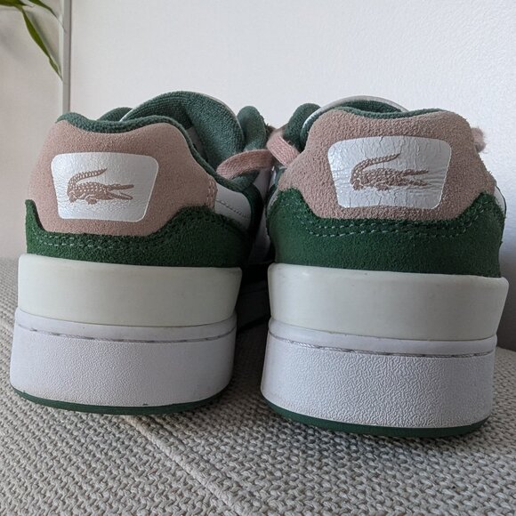 Lacoste Green and White T-clip Sneaker, Size 7.5 - Picture 2 of 14